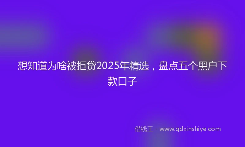 想知道为啥被拒贷2025年精选，盘点五个黑户下款口子