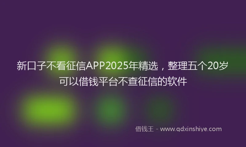 新口子不看征信APP2025年精选，整理五个20岁可以借钱平台不查征信的软件