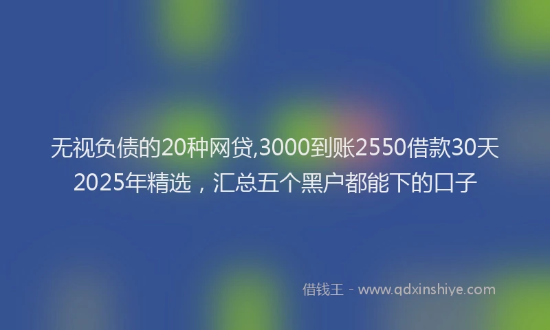 无视负债的20种网贷,3000到账2550借款30天2025年精选，汇总五个黑户都能下的口子
