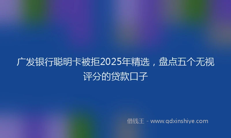 广发银行聪明卡被拒2025年精选，盘点五个无视评分的贷款口子