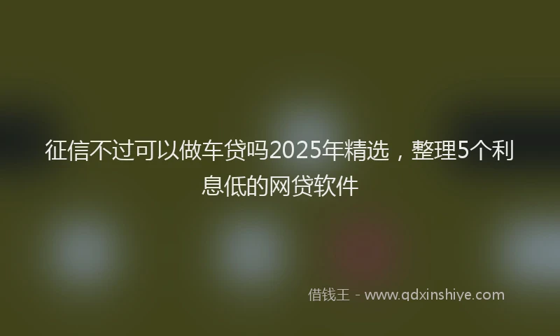 征信不过可以做车贷吗2025年精选，整理5个利息低的网贷软件
