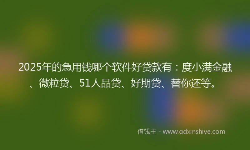 2025年的急用钱哪个软件好贷款有：度小满金融、微粒贷、51人品贷、好期贷、替你还等。