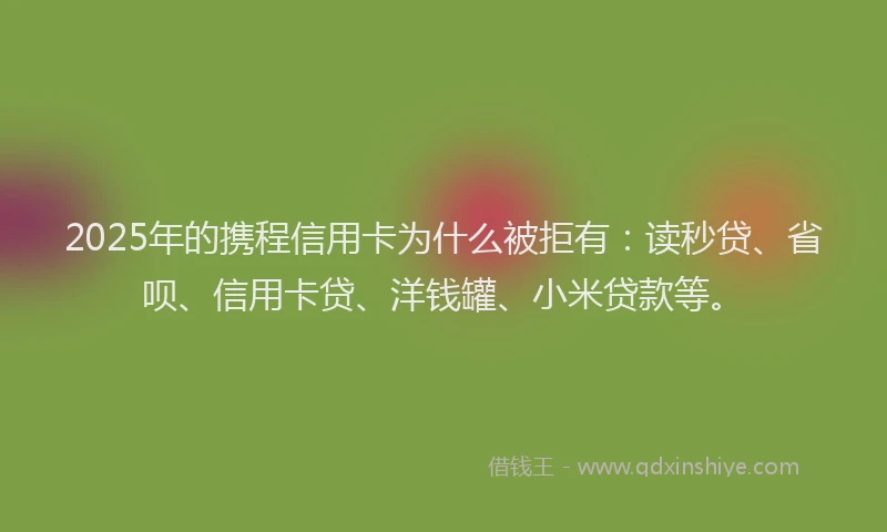 2025年的携程信用卡为什么被拒有：读秒贷、省呗、信用卡贷、洋钱罐、小米贷款等。