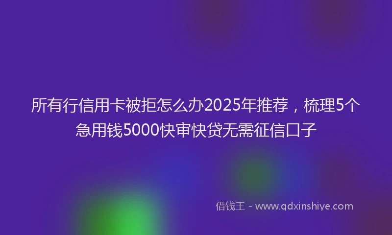 所有行信用卡被拒怎么办2025年推荐，梳理5个急用钱5000快审快贷无需征信口子