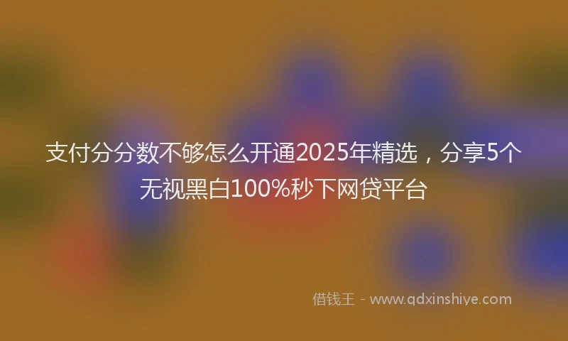 支付分分数不够怎么开通2025年精选，分享5个无视黑白100%秒下网贷平台