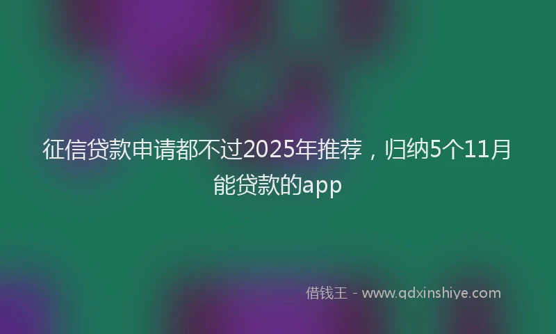 征信贷款申请都不过2025年推荐，归纳5个11月能贷款的app