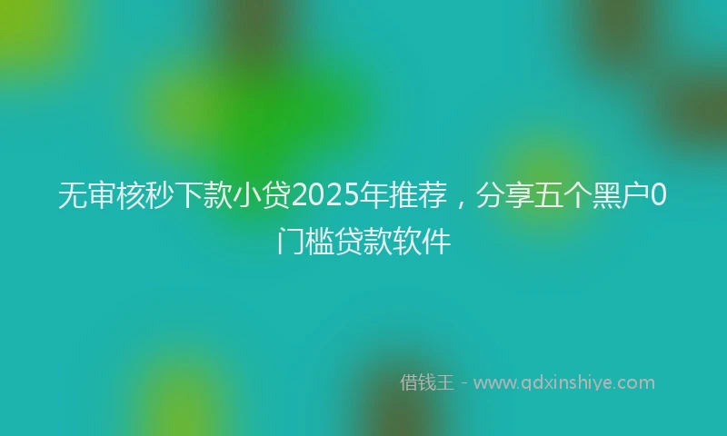 无审核秒下款小贷2025年推荐，分享五个黑户0门槛贷款软件