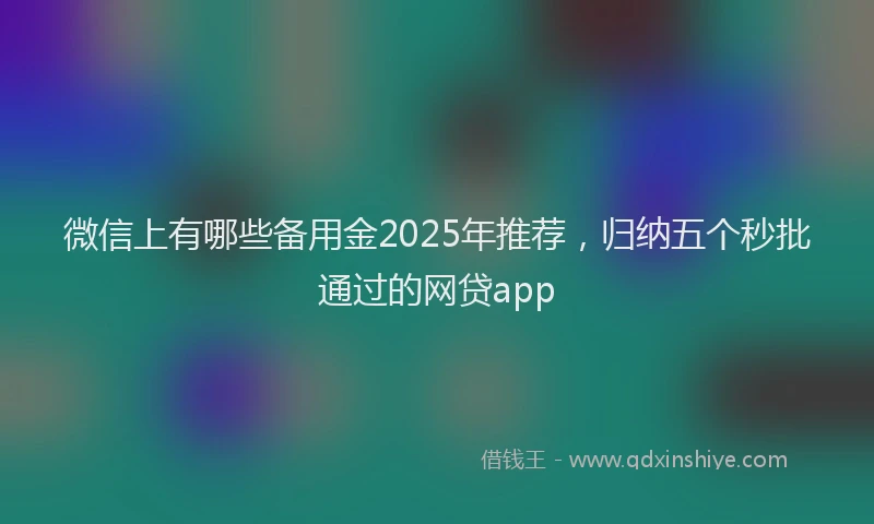 微信上有哪些备用金2025年推荐，归纳五个秒批通过的网贷app