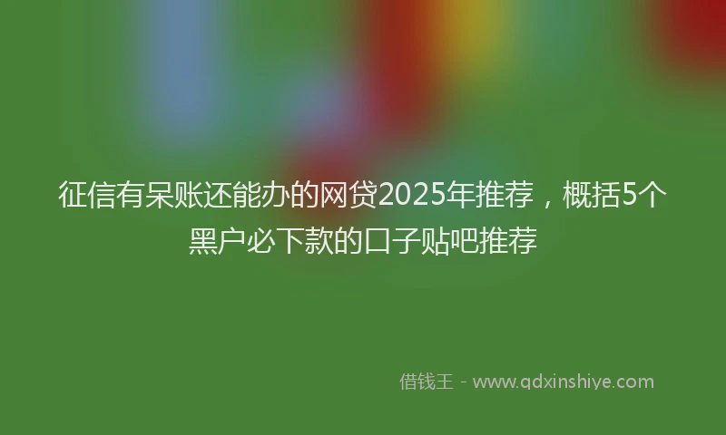 征信有呆账还能办的网贷2025年推荐，概括5个黑户必下款的口子贴吧推荐