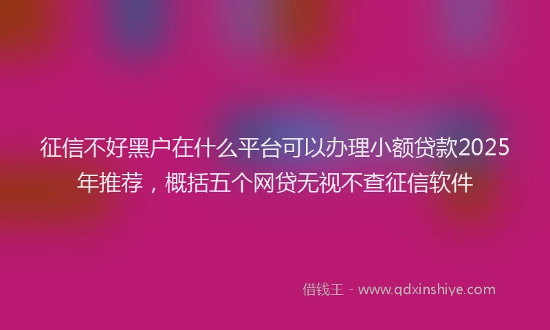 征信不好黑户在什么平台可以办理小额贷款2025年推荐，概括五个网贷无视不查征信软件