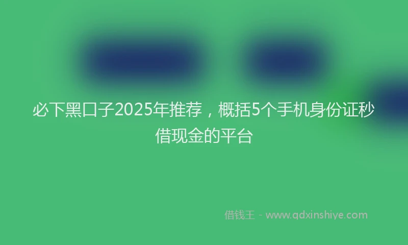 必下黑口子2025年推荐，概括5个手机身份证秒借现金的平台