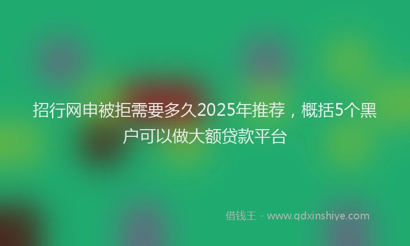 招行网申被拒需要多久2025年推荐，概括5个黑户可以做大额贷款平台