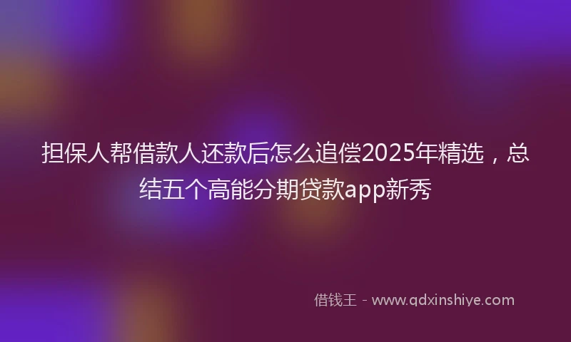 担保人帮借款人还款后怎么追偿2025年精选，总结五个高能分期贷款app新秀