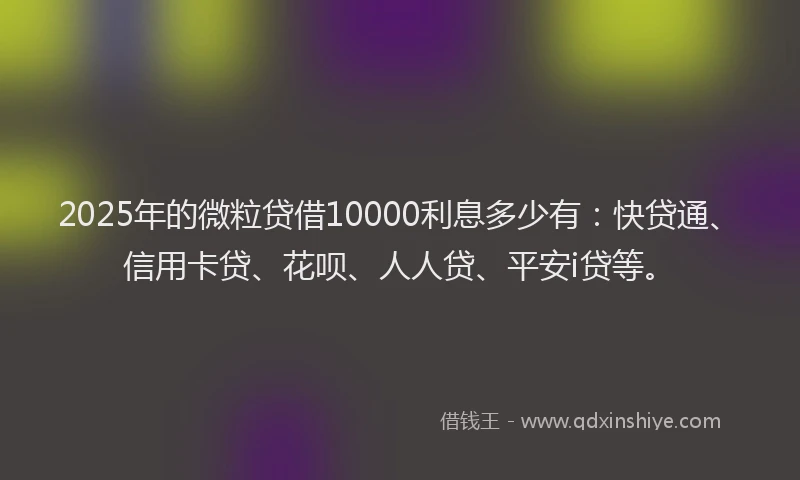 2025年的微粒贷借10000利息多少有：快贷通、信用卡贷、花呗、人人贷、平安i贷等。