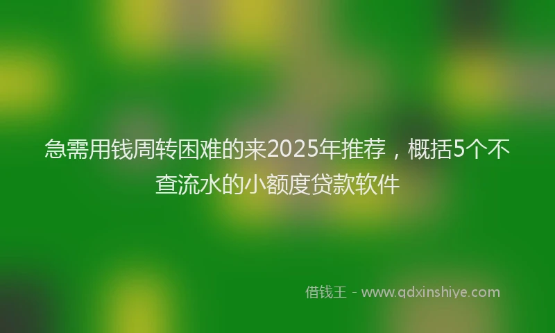 急需用钱周转困难的来2025年推荐，概括5个不查流水的小额度贷款软件