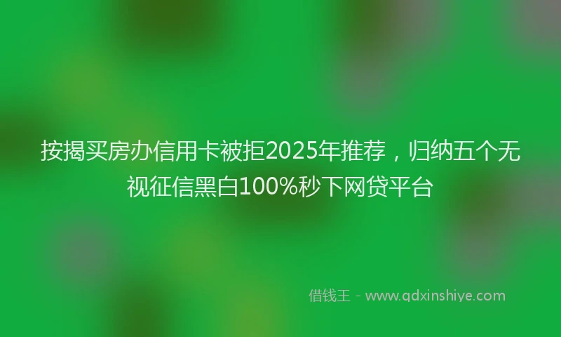 按揭买房办信用卡被拒2025年推荐，归纳五个无视征信黑白100%秒下网贷平台