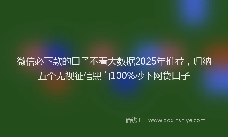 微信必下款的口子不看大数据2025年推荐，归纳五个无视征信黑白100%秒下网贷口子