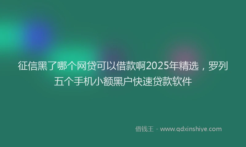 征信黑了哪个网贷可以借款啊2025年精选，罗列五个手机小额黑户快速贷款软件