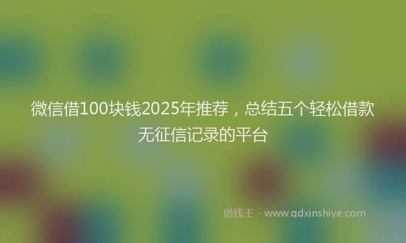 微信借100块钱2025年推荐，总结五个轻松借款无征信记录的平台