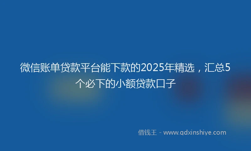 微信账单贷款平台能下款的2025年精选，汇总5个必下的小额贷款口子