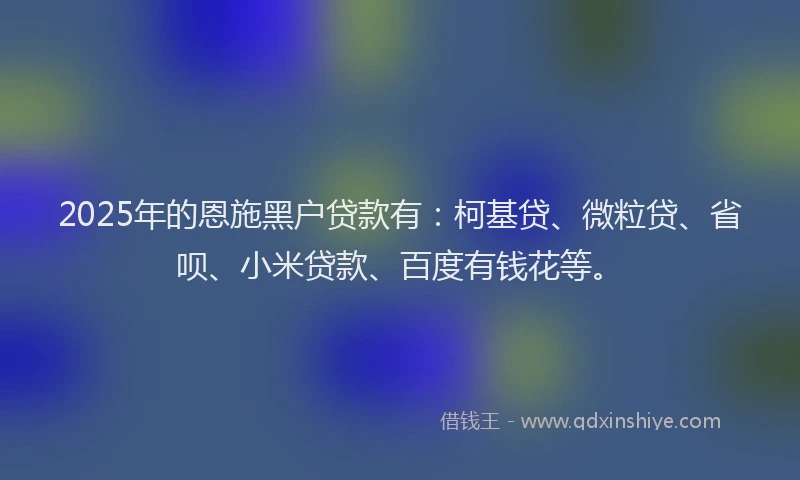 2025年的恩施黑户贷款有：柯基贷、微粒贷、省呗、小米贷款、百度有钱花等。