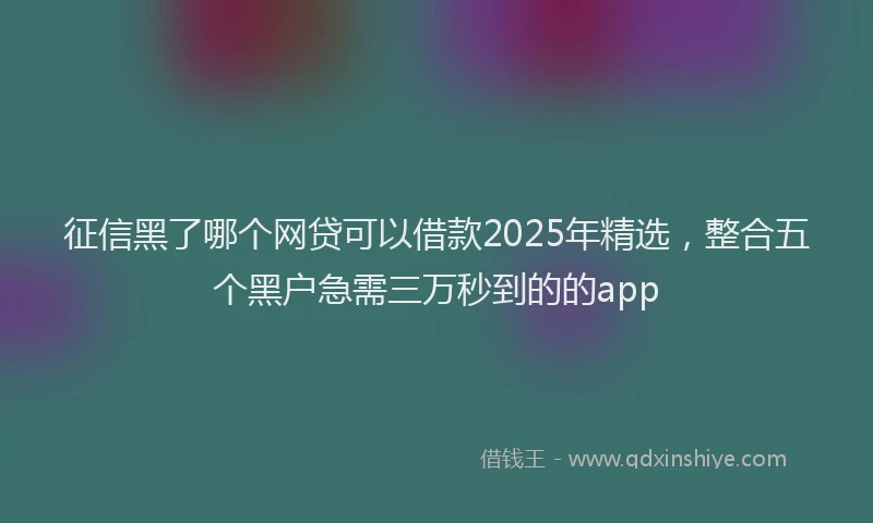 征信黑了哪个网贷可以借款2025年精选，整合五个黑户急需三万秒到的的app