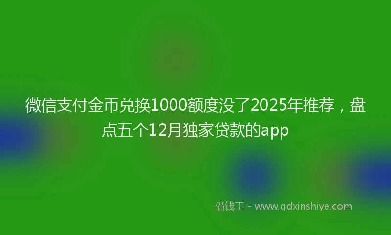 微信支付金币兑换1000额度没了2025年推荐，盘点五个12月独家贷款的app