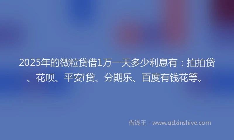 2025年的微粒贷借1万一天多少利息有：拍拍贷、花呗、平安i贷、分期乐、百度有钱花等。