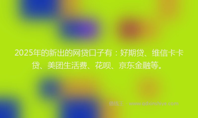 2025年的新出的网贷口子有：好期贷、维信卡卡贷、美团生活费、花呗、京东金融等。