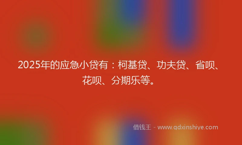 2025年的应急小贷有：柯基贷、功夫贷、省呗、花呗、分期乐等。