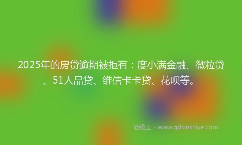 2025年的房贷逾期被拒有：度小满金融、微粒贷、51人品贷、维信卡卡贷、花呗等。