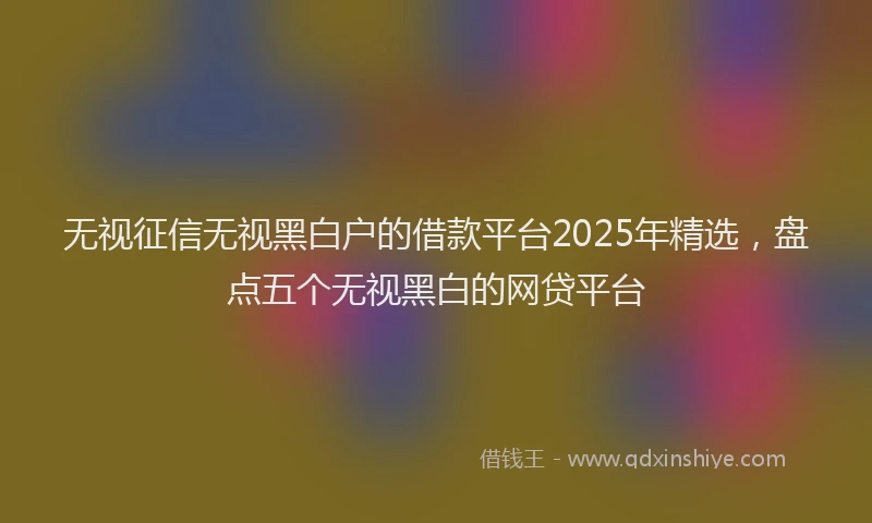 无视征信无视黑白户的借款平台2025年精选，盘点五个无视黑白的网贷平台