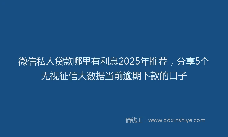 微信私人贷款哪里有利息2025年推荐，分享5个无视征信大数据当前逾期下款的口子