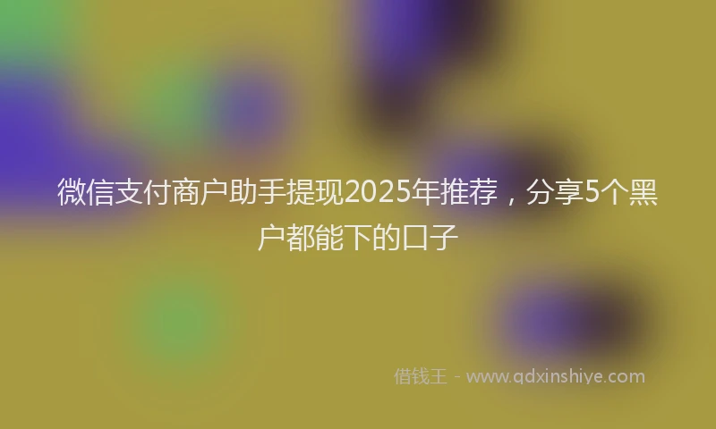 微信支付商户助手提现2025年推荐，分享5个黑户都能下的口子