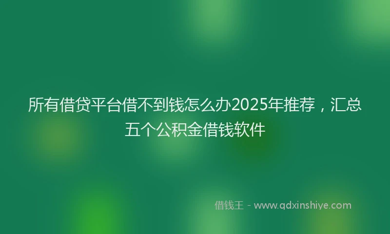 所有借贷平台借不到钱怎么办2025年推荐，汇总五个公积金借钱软件