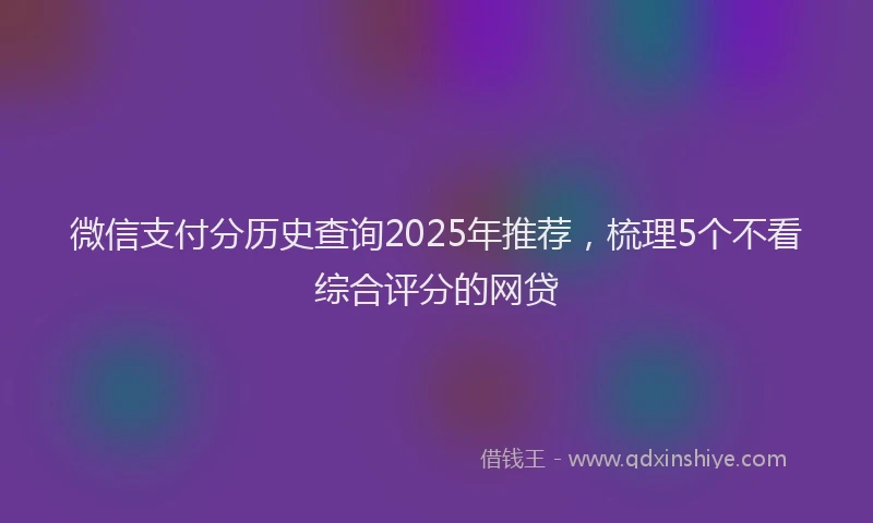 微信支付分历史查询2025年推荐，梳理5个不看综合评分的网贷