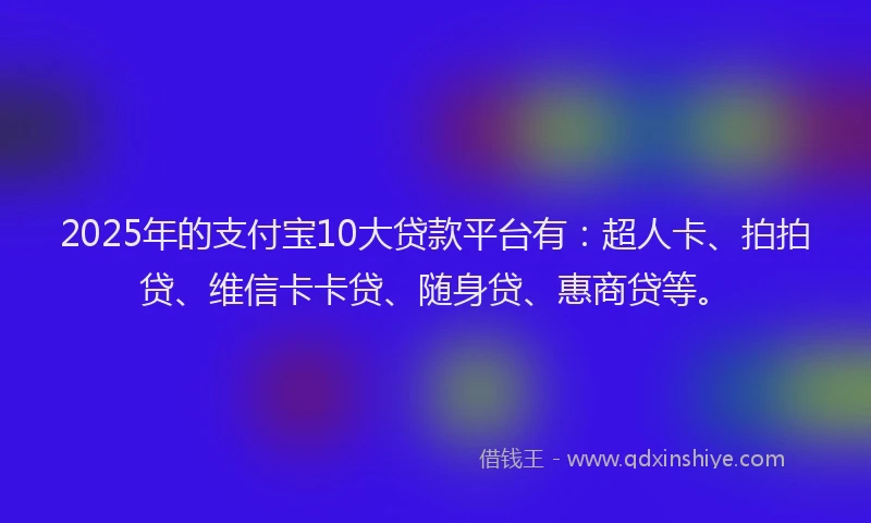 2025年的支付宝10大贷款平台有：超人卡、拍拍贷、维信卡卡贷、随身贷、惠商贷等。