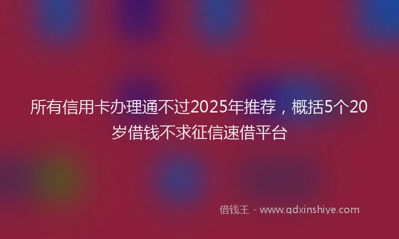 所有信用卡办理通不过2025年推荐，概括5个20岁借钱不求征信速借平台
