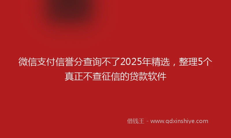 微信支付信誉分查询不了2025年精选，整理5个真正不查征信的贷款软件