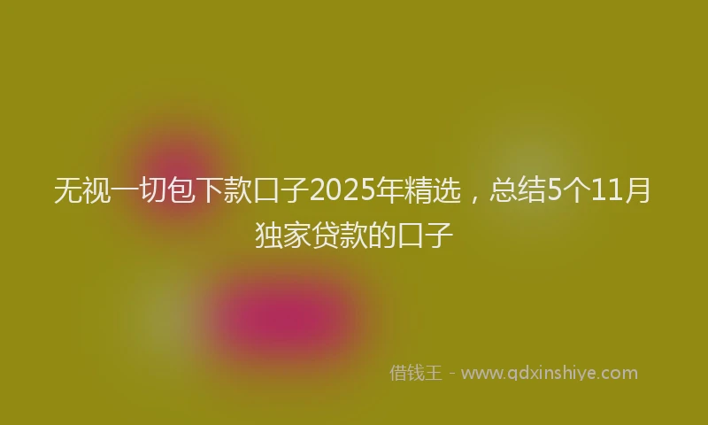 无视一切包下款口子2025年精选，总结5个11月独家贷款的口子