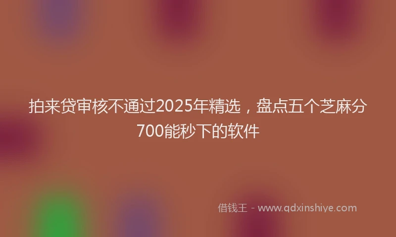 拍来贷审核不通过2025年精选，盘点五个芝麻分700能秒下的软件