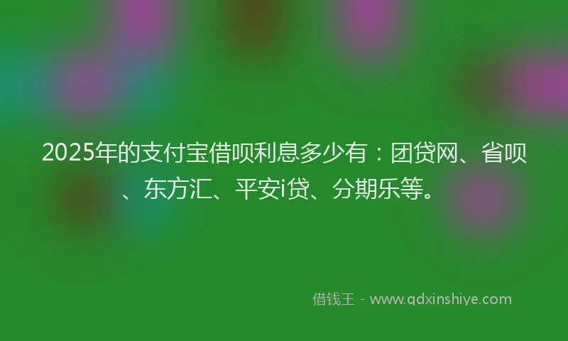 2025年的支付宝借呗利息多少有：团贷网、省呗、东方汇、平安i贷、分期乐等。