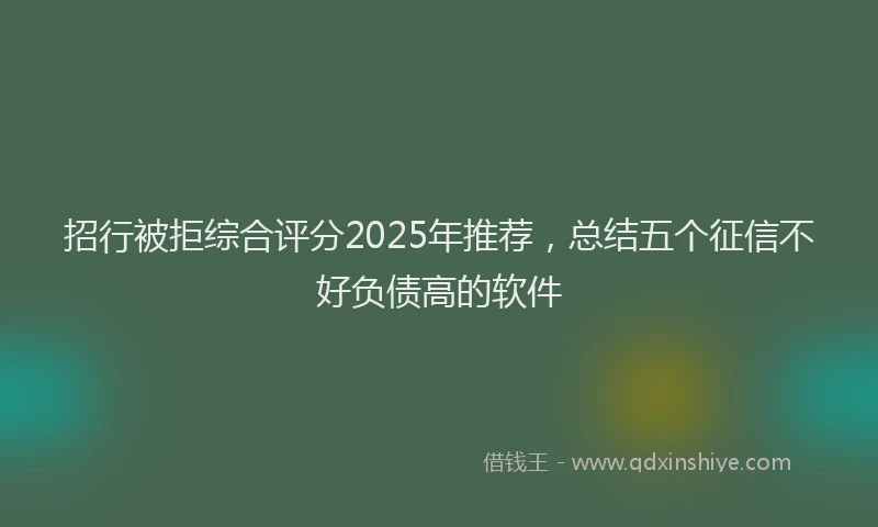 招行被拒综合评分2025年推荐，总结五个征信不好负债高的软件