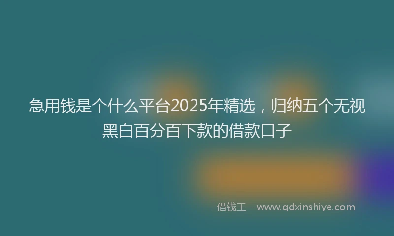 急用钱是个什么平台2025年精选，归纳五个无视黑白百分百下款的借款口子