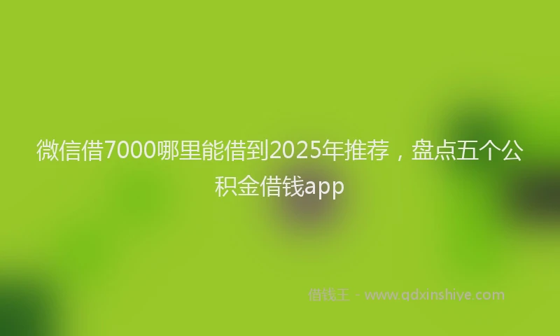 微信借7000哪里能借到2025年推荐，盘点五个公积金借钱app