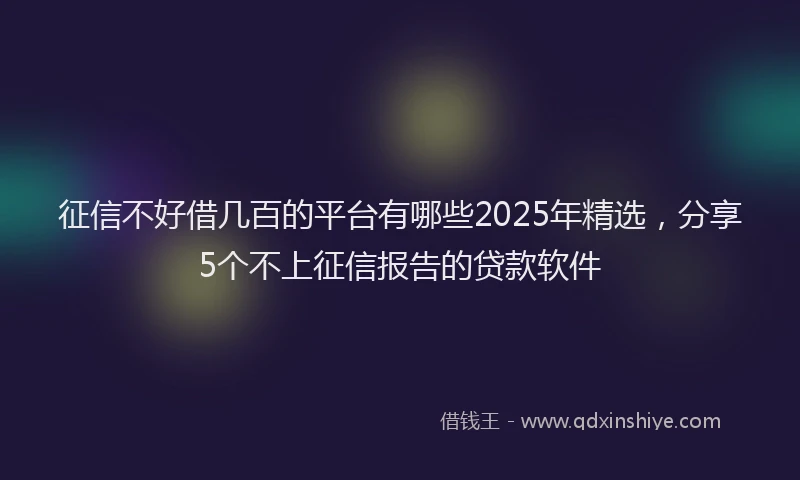 征信不好借几百的平台有哪些2025年精选，分享5个不上征信报告的贷款软件