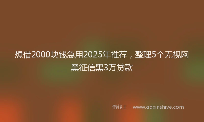 想借2000块钱急用2025年推荐，整理5个无视网黑征信黑3万贷款