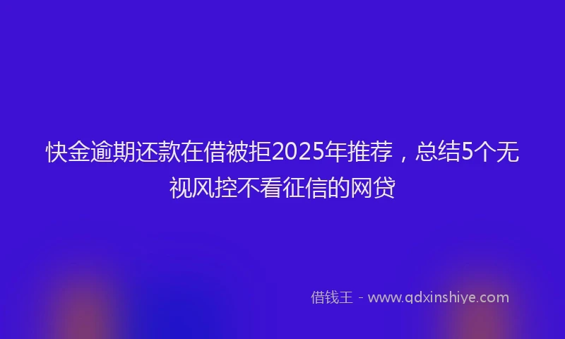 快金逾期还款在借被拒2025年推荐，总结5个无视风控不看征信的网贷