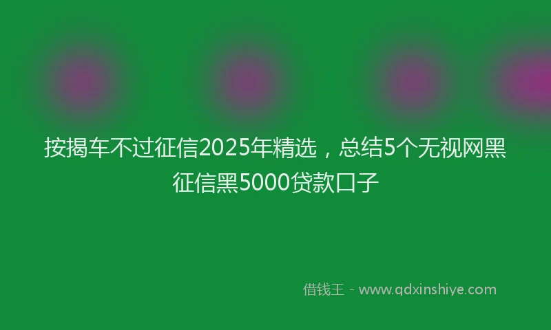 按揭车不过征信2025年精选，总结5个无视网黑征信黑5000贷款口子