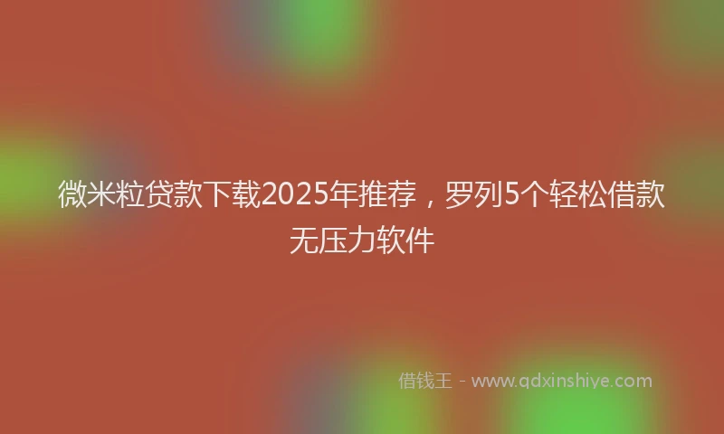 微米粒贷款下载2025年推荐，罗列5个轻松借款无压力软件